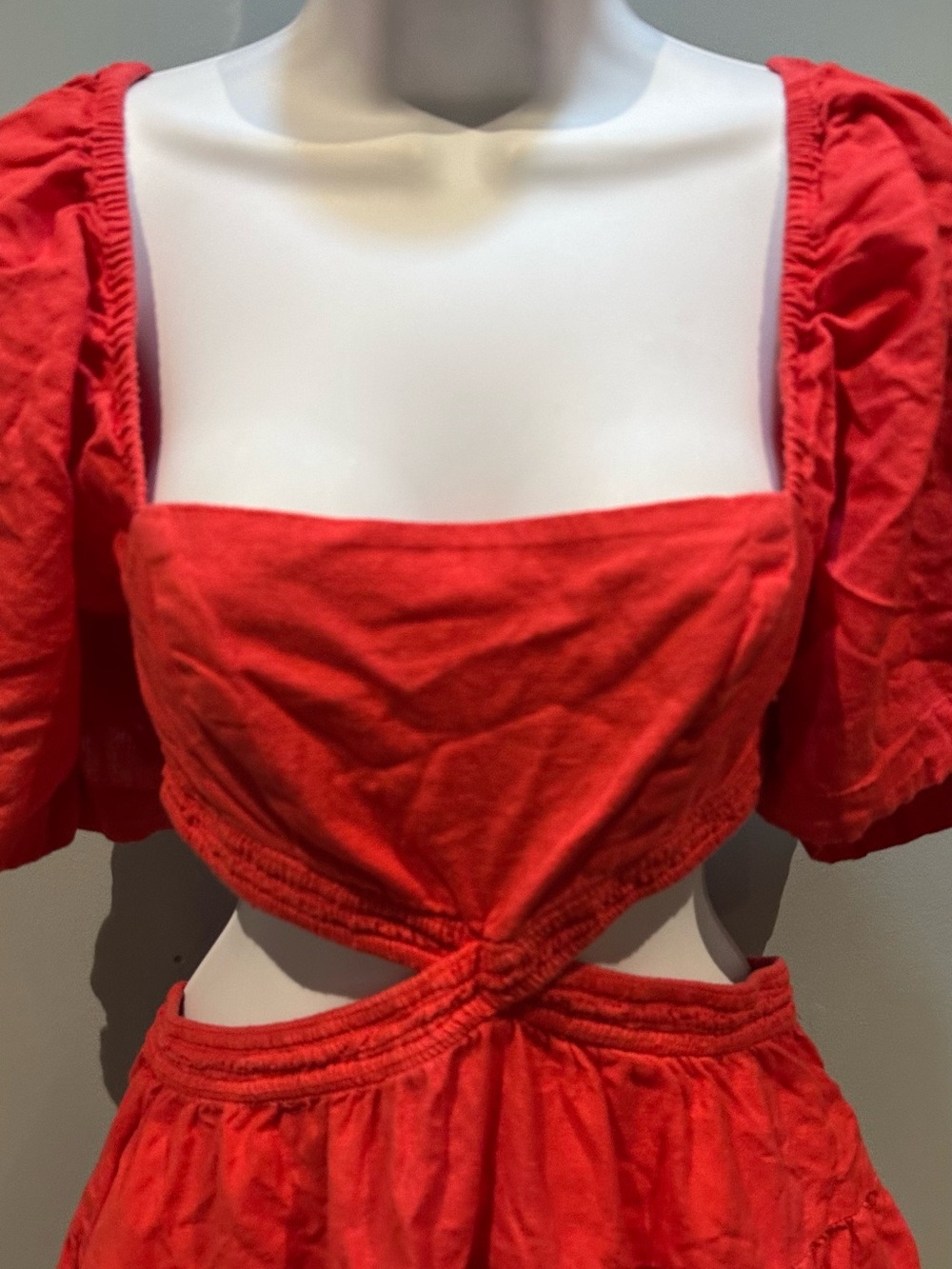 Free People | Cross of Sunlight Linen Blend Mini Dress with Pockets Red | Small - Picture 7 of 15